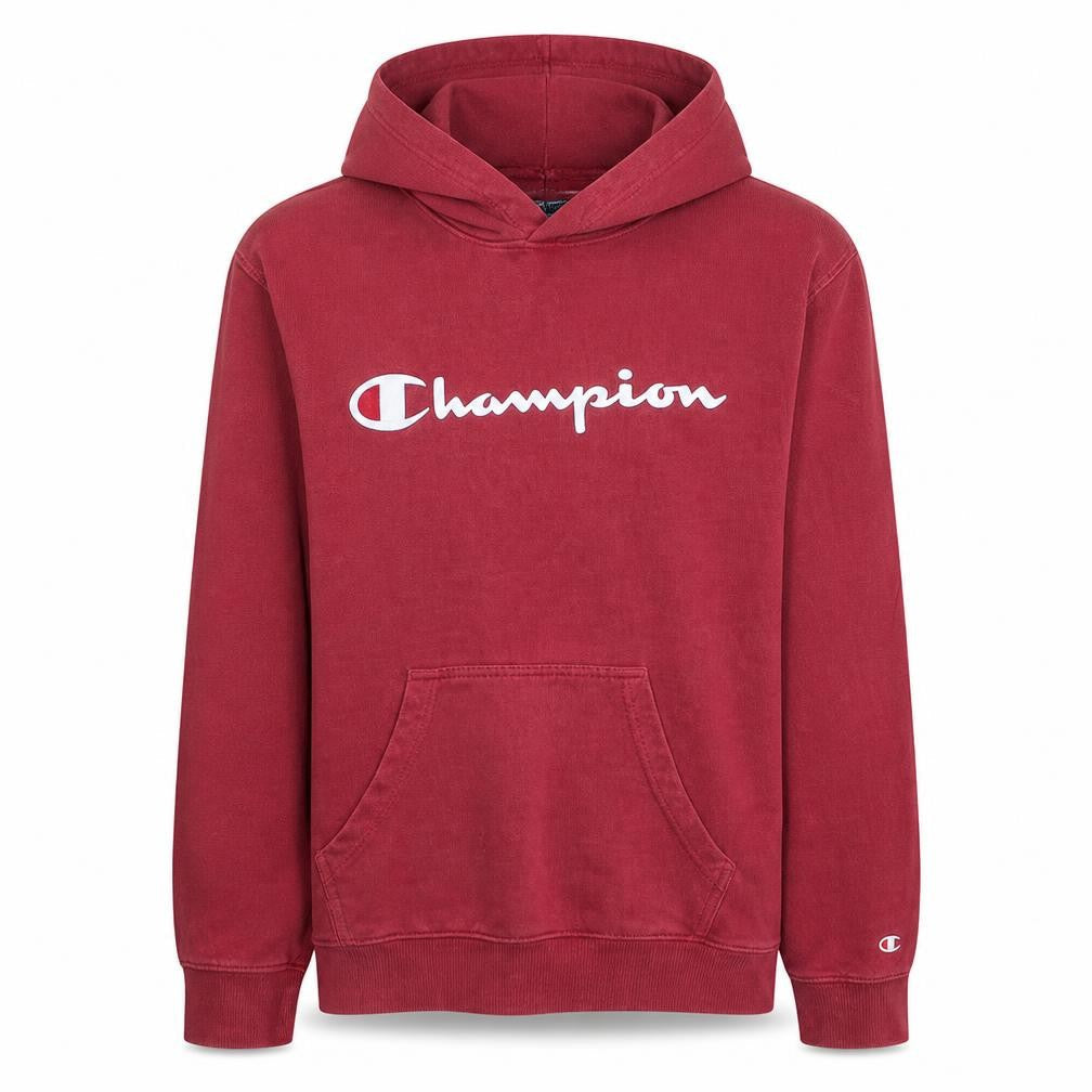 Champion Men's Red Pullover Hoodie Medium Graphic Logo Fleece