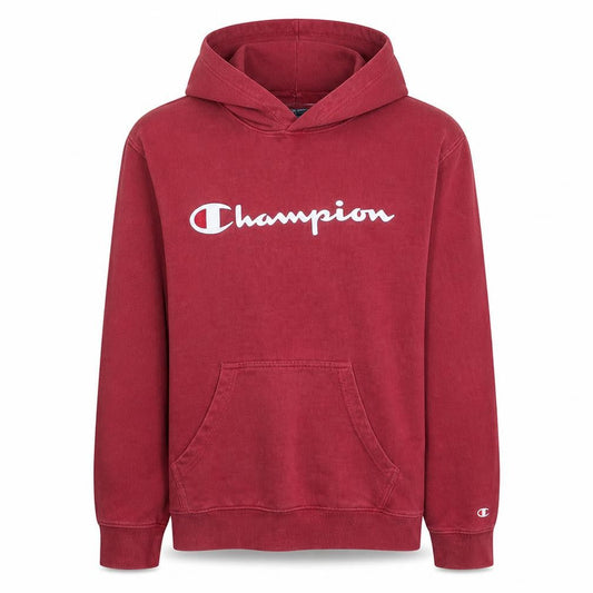Champion Men's Red Pullover Hoodie Medium Graphic Logo Fleece