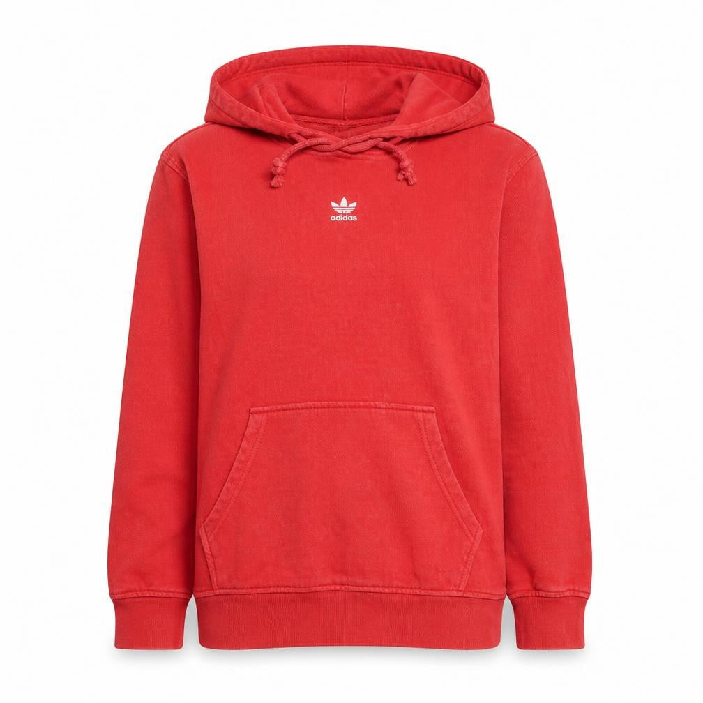 Front view of Adidas Women Red Pullover Hoodie Small Cotton Fleece Casual Sportswear