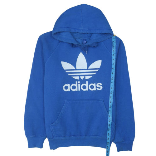 adidas Mens Blue Pullover Hoodie M Regular Fit Logo Fleece Sweatshirt