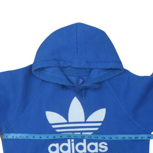adidas Mens Blue Pullover Hoodie M Regular Fit Logo Fleece Sweatshirt