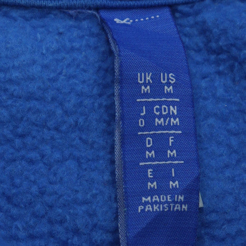 adidas Mens Blue Pullover Hoodie M Regular Fit Logo Fleece Sweatshirt