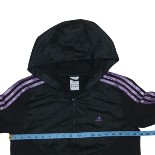 Adidas Womens Black Purple Full Zip Hooded Sweatshirt Size 16