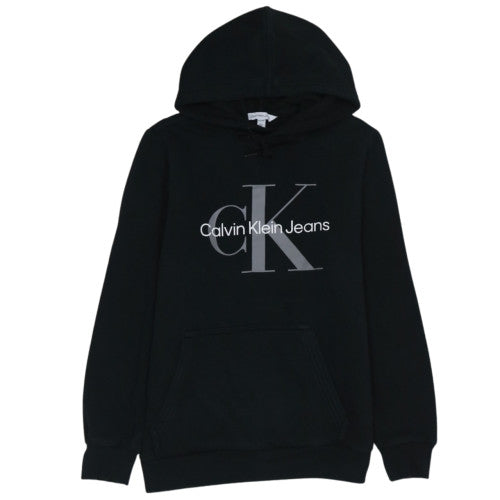 Calvin Klein Jeans Womens Black XS Pullover Hoodie Logo Cotton Blend