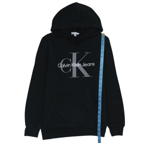 Calvin Klein Jeans Womens Black XS Pullover Hoodie Logo Cotton Blend