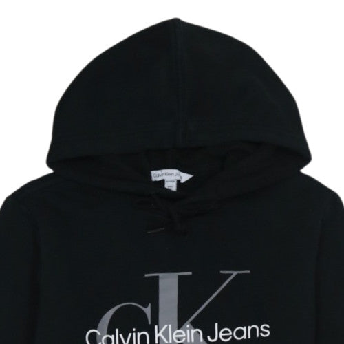 Calvin Klein Jeans Womens Black XS Pullover Hoodie Logo Cotton Blend