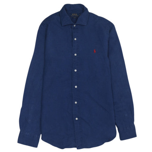 Polo Ralph Lauren Men's Blue Slim Fit Linen Long Sleeve Shirt Size S