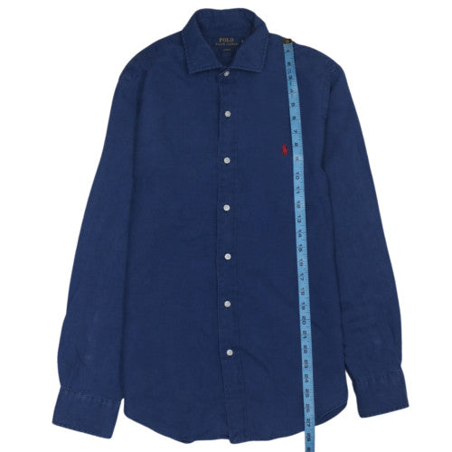 Polo Ralph Lauren Men's Blue Slim Fit Linen Long Sleeve Shirt Size S