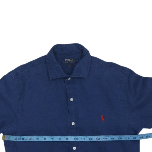 Polo Ralph Lauren Men's Blue Slim Fit Linen Long Sleeve Shirt Size S