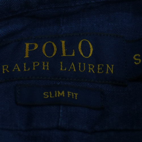 Polo Ralph Lauren Men's Blue Slim Fit Linen Long Sleeve Shirt Size S