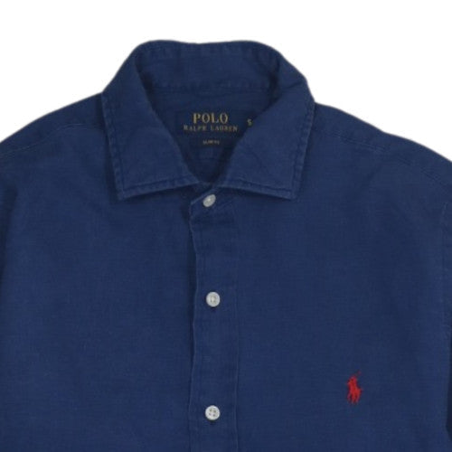 Polo Ralph Lauren Men's Blue Slim Fit Linen Long Sleeve Shirt Size S