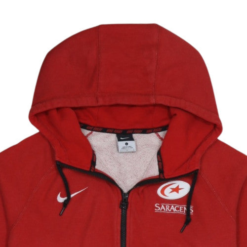 Nike Men’s Red Saracens Full Zip Hoodie Size L Rugby Sportswear