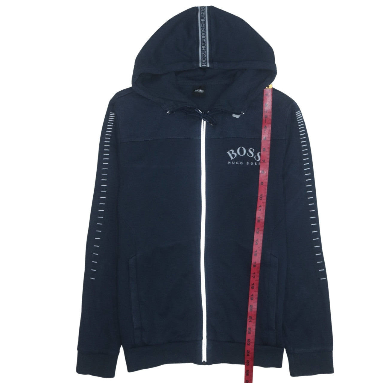 Hugo Boss Men's Blue Full Zip Hoodie M Logo Cotton Blend