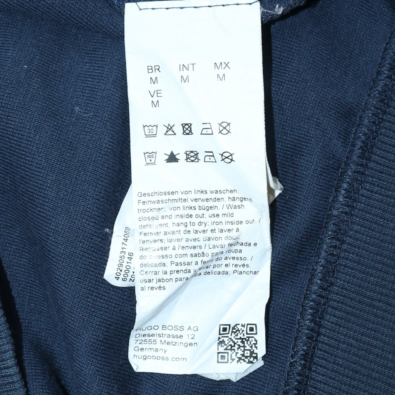 Hugo Boss Men's Blue Full Zip Hoodie M Logo Cotton Blend