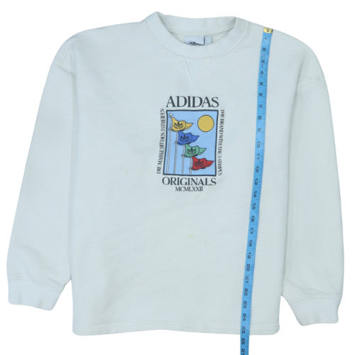 adidas Men's White 2XL Crew Neck Pullover Sweatshirt Originals Graphic