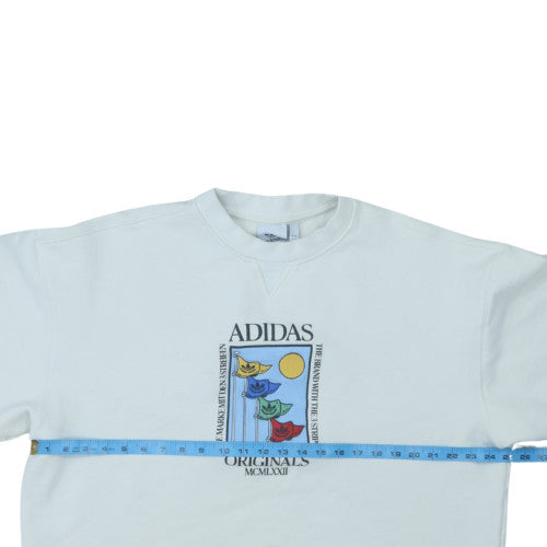 adidas Men's White 2XL Crew Neck Pullover Sweatshirt Originals Graphic