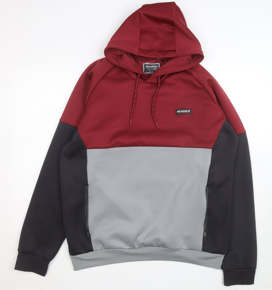 McKenzie Men's Red Grey Black 2XL Pullover Hoodie with Logo