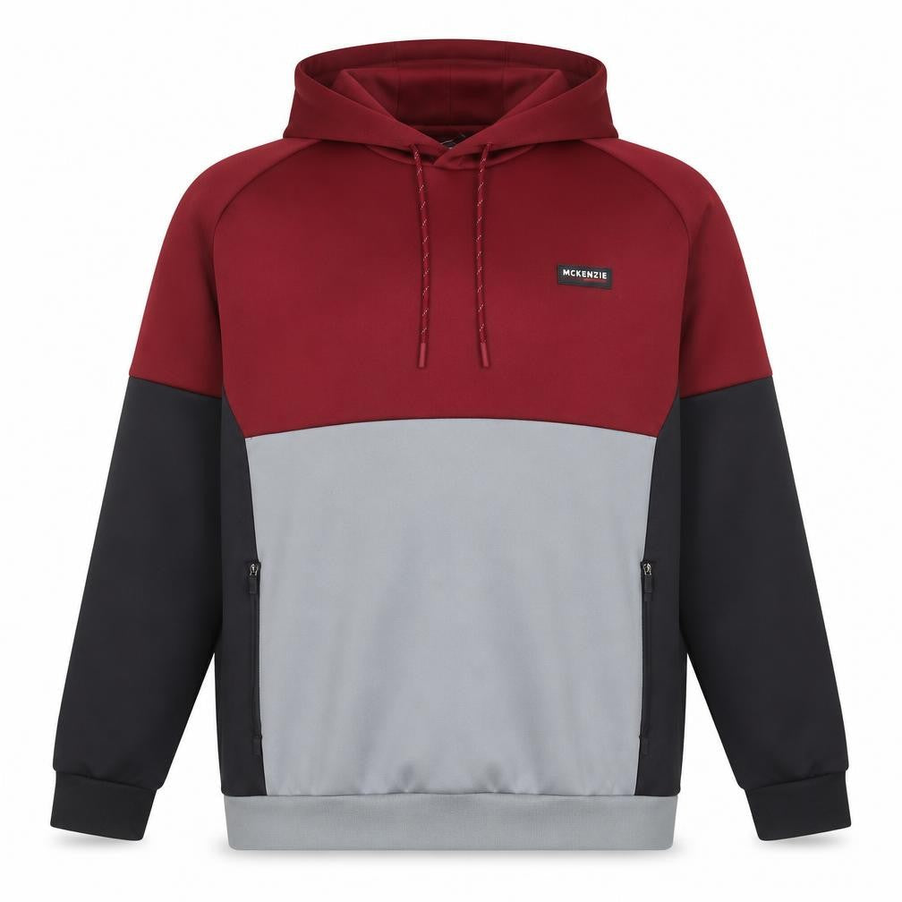 McKenzie Men's Red Grey Black 2XL Pullover Hoodie with Logo