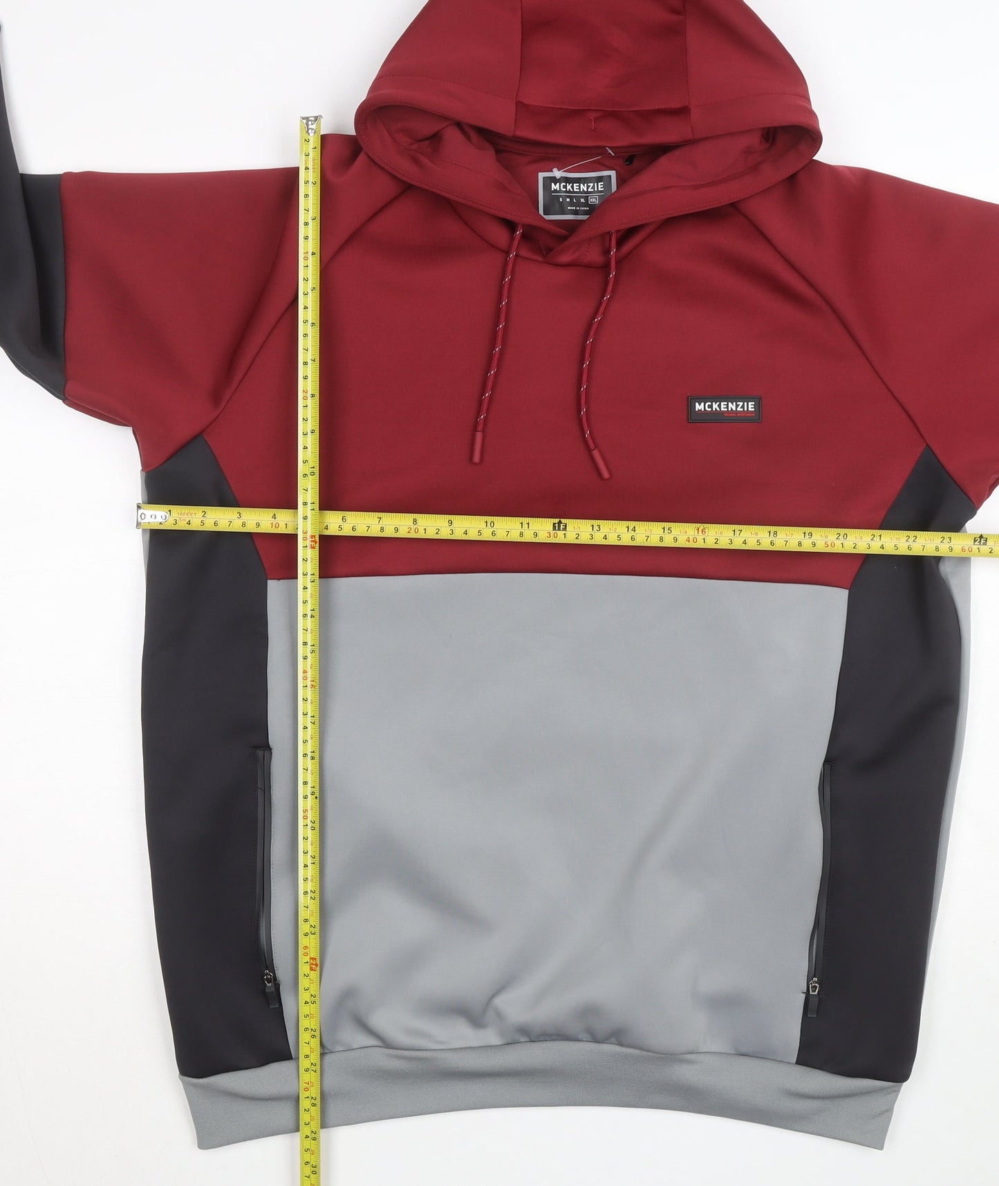 McKenzie Men's Red Grey Black 2XL Pullover Hoodie with Logo