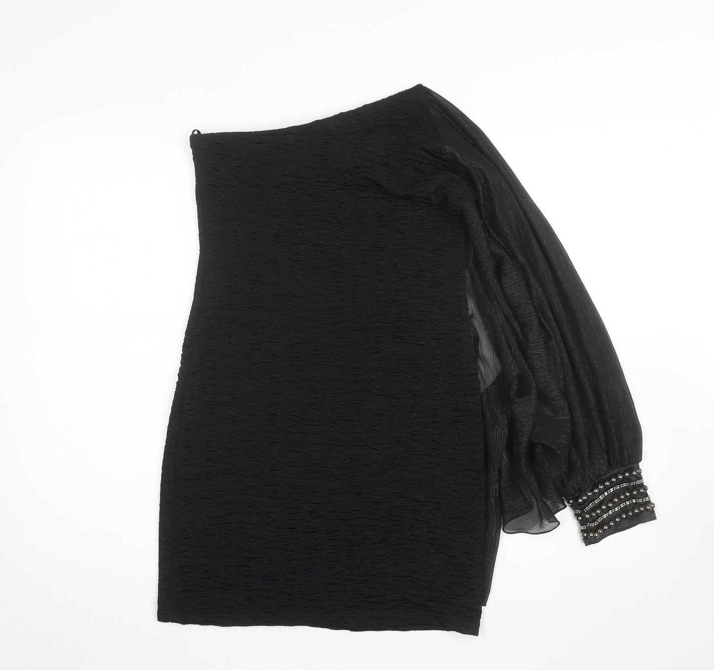 Jasmine London Women's Black One Shoulder Beaded Blouse Size 12