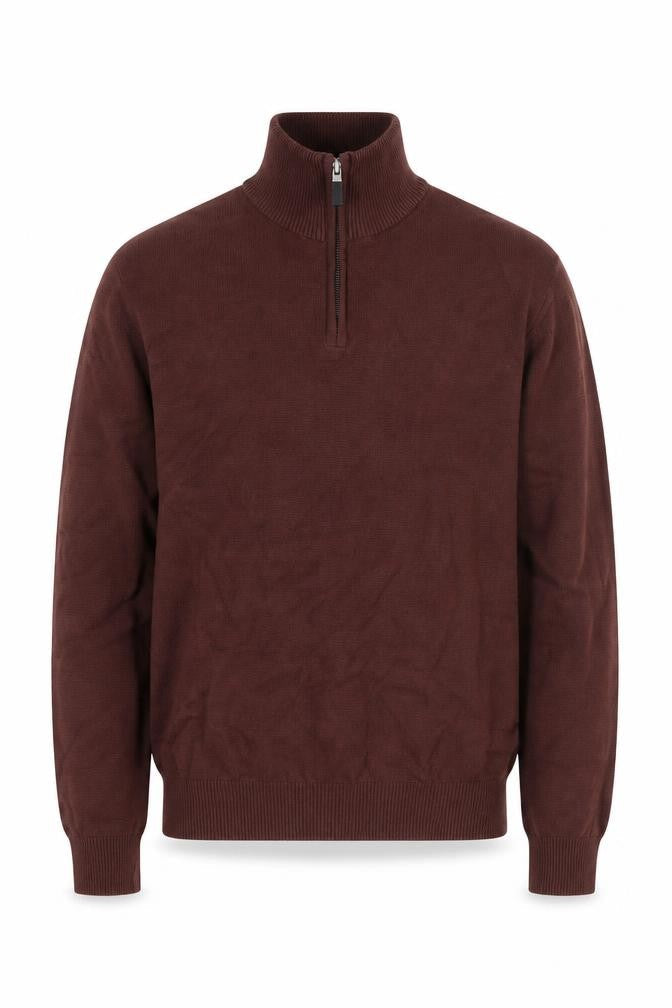 Next Men's Brown 1/4 Zip Cotton Knit Jacket Size S Regular
