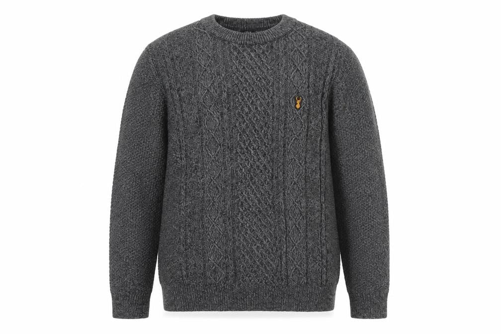 Next Men's Grey Cable-Knit Crew Neck Jumper Size M