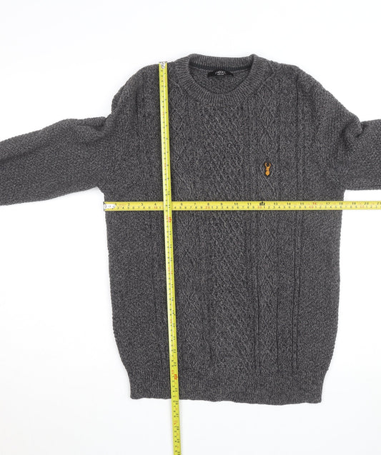 Next Men's Grey Cable-Knit Crew Neck Jumper Size M