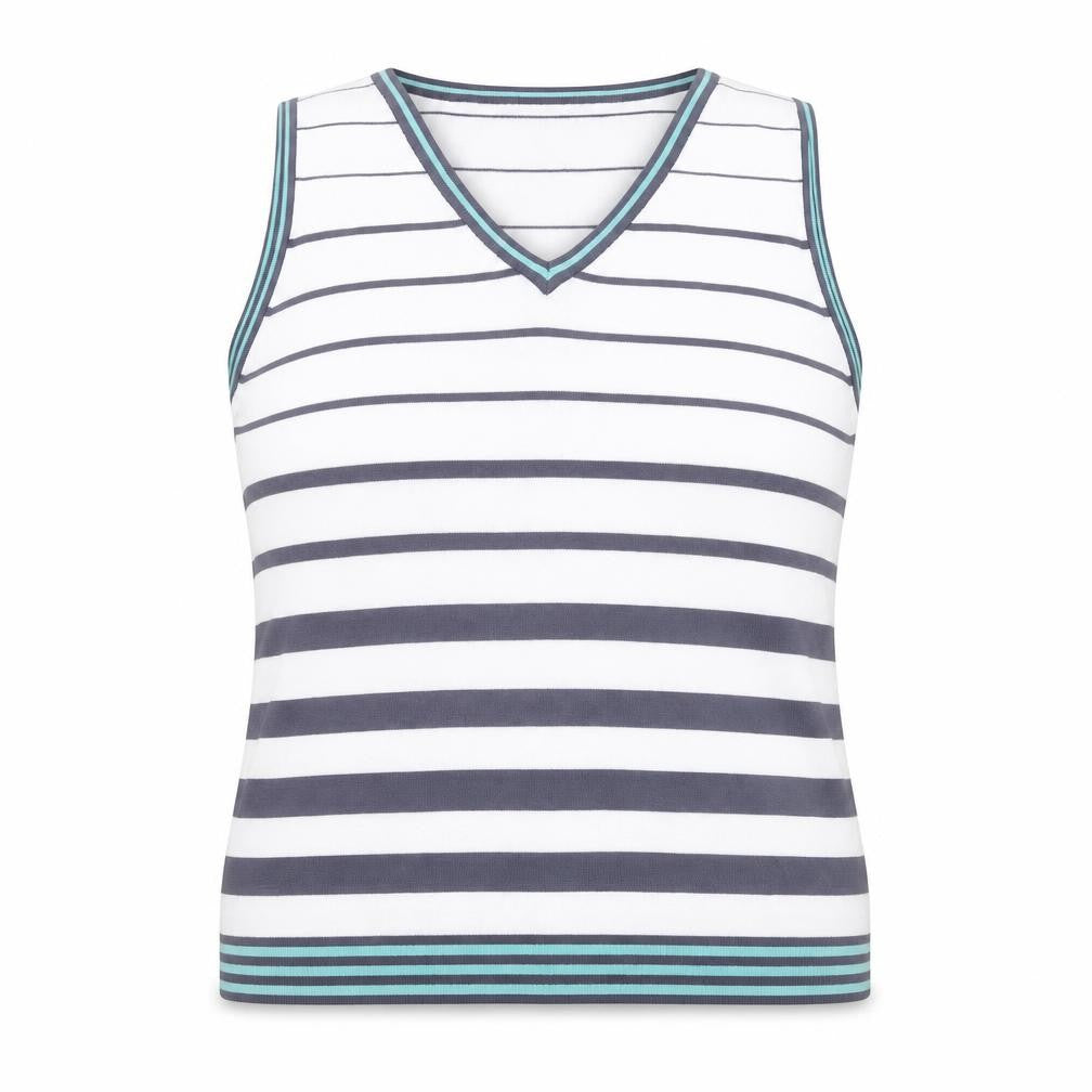 Femme Women’s White Striped V-Neck Tank Top Size XL