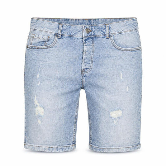 Front view of Denim Co. Women Blue Slim Fit Light Wash Denim Shorts, size 34