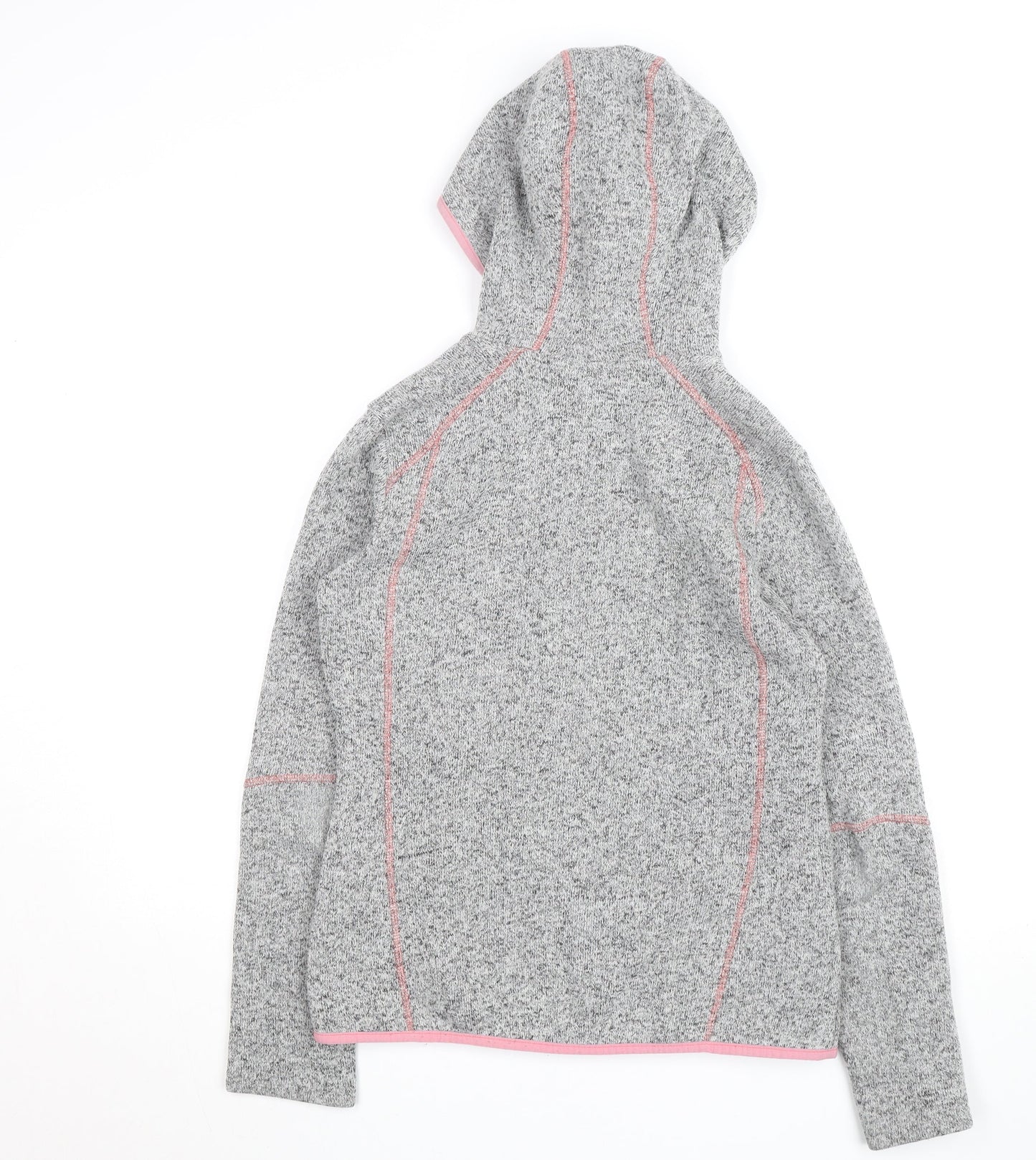 Meru Womens Grey Full Zip Hooded Fleece Jacket Size 12