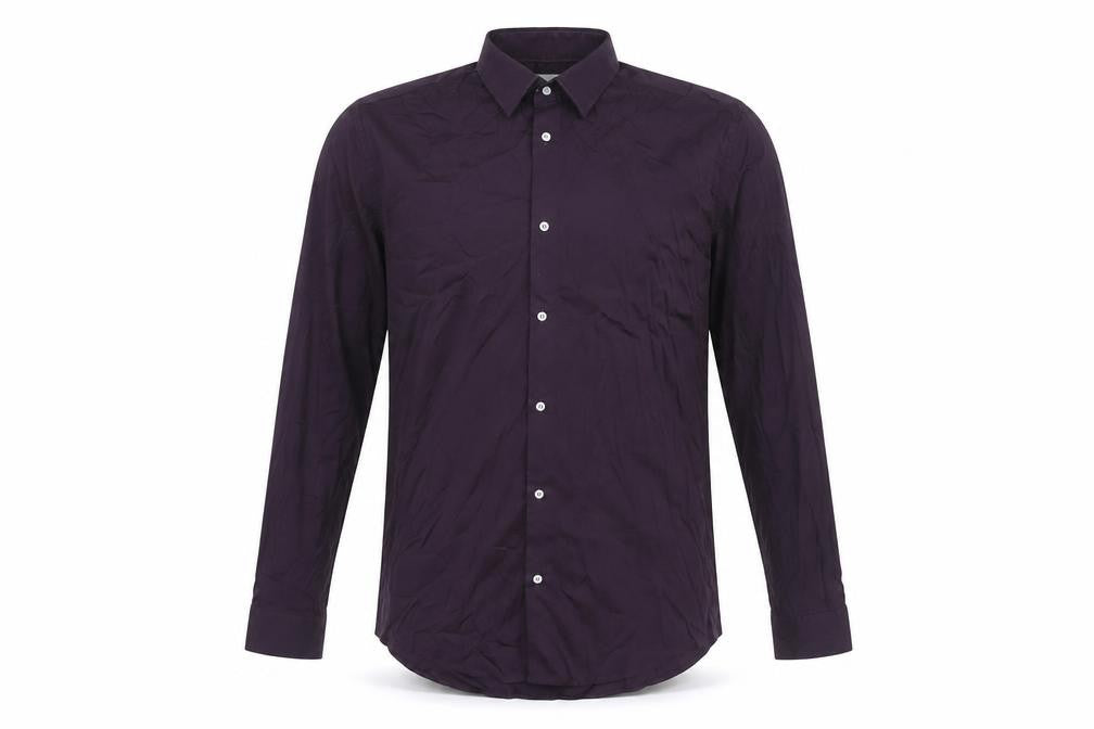 Front view of COS Men's Purple Classic Long Sleeve Cotton Dress Shirt, size 41