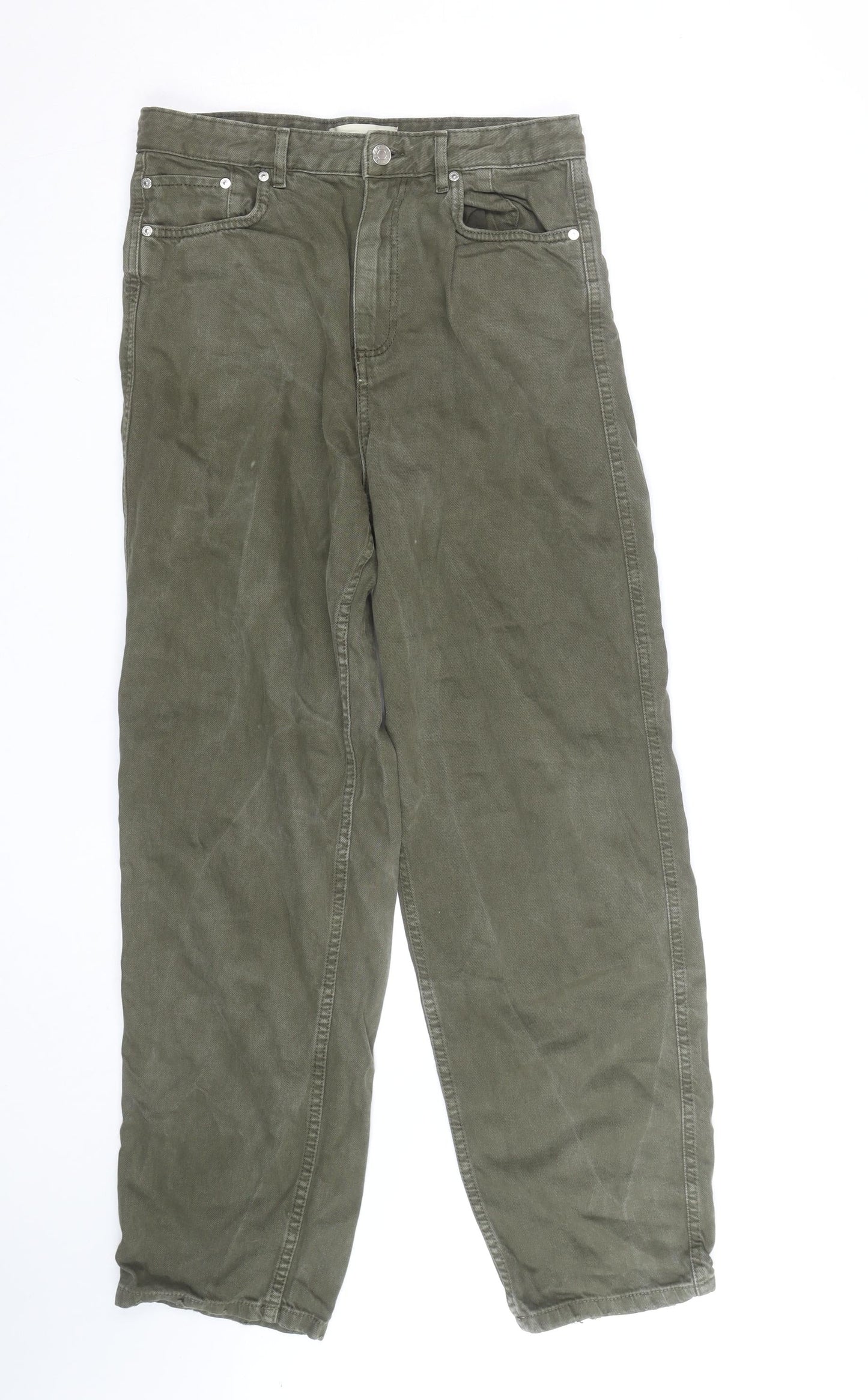 MNG Men's Green Straight Jeans Size S Regular Fit Denim