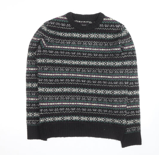 FatFace Men’s Black Fair Isle Wool Blend Crew Neck Jumper L