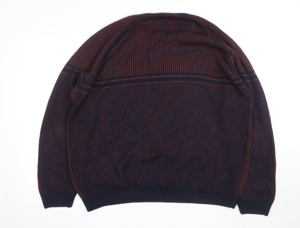 Brand and care label for ASOS DESIGN Men’s Blue 2XL Striped Knit jumper