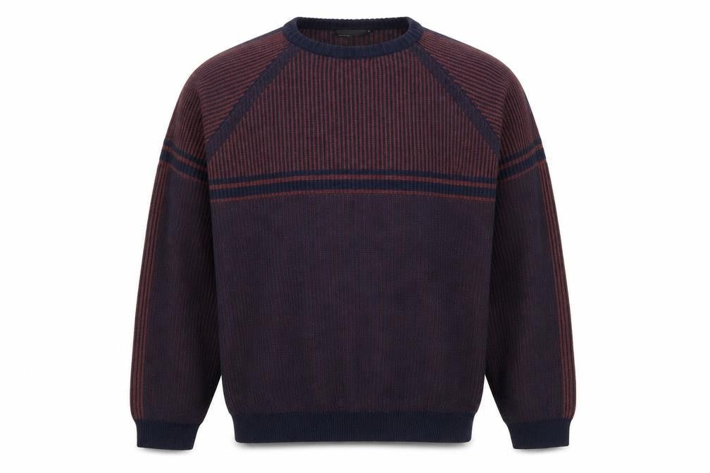 Front view of ASOS DESIGN Men’s Blue 2XL Striped Knit jumper