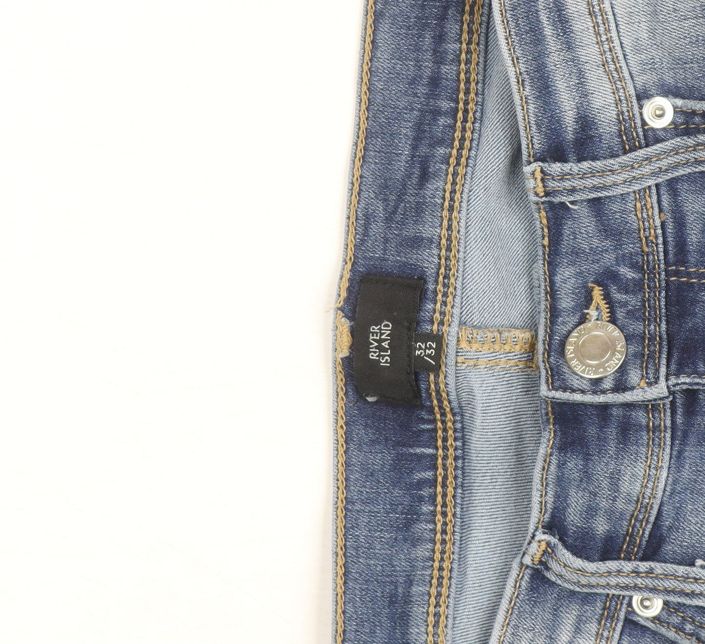 River Island Women's Blue Skinny Distressed Jeans Size 16 Regular