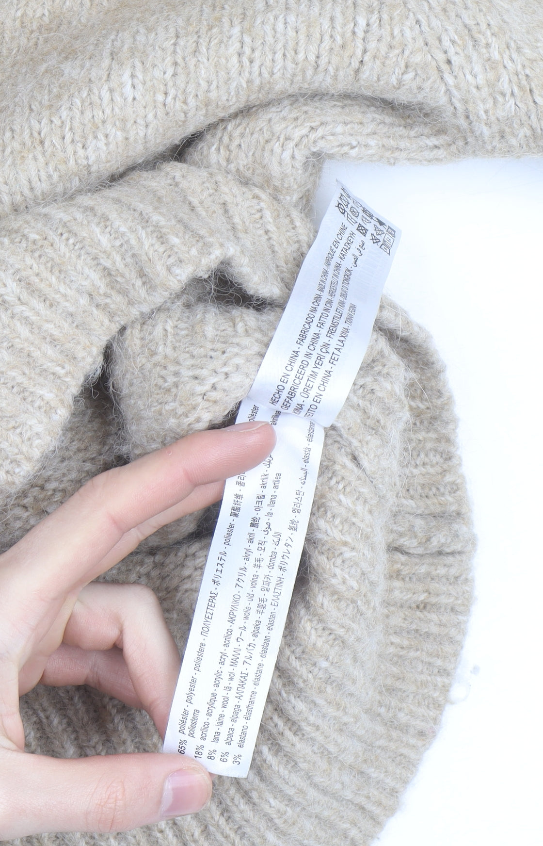 Zara Women Beige Wool Blend Chunky Knit Pullover Jumper Size S
