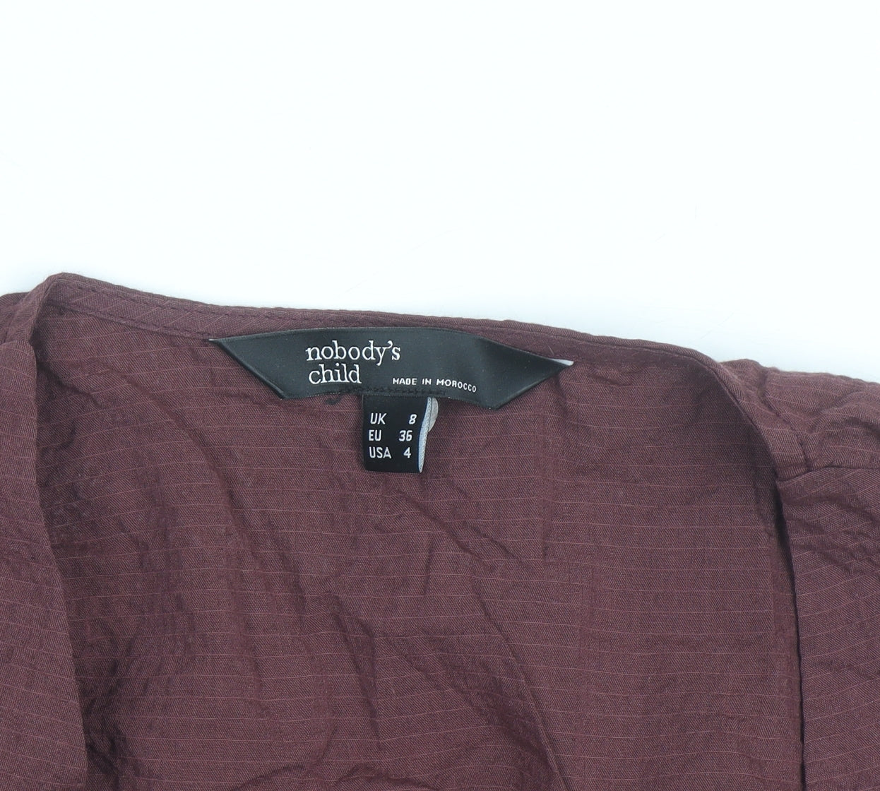 Nobody's Child Women's Brown V-Neck Long Sleeve Blouse Size 8