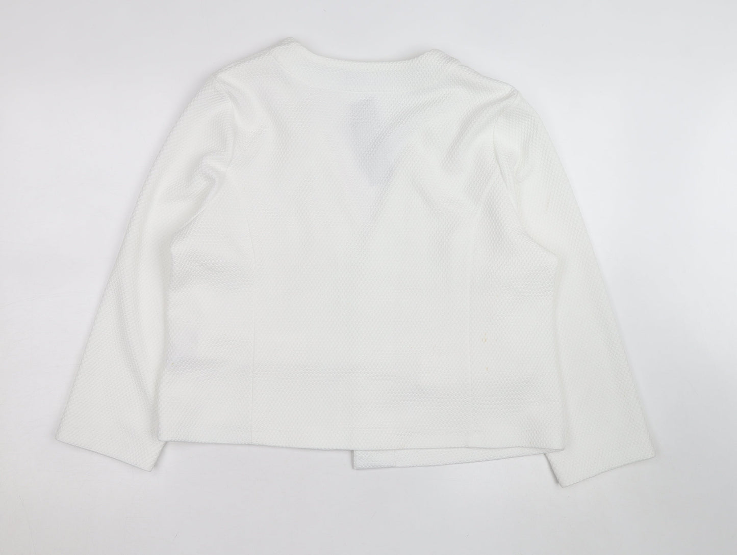 Dunnes White Long Sleeve Open Cardigan Sweatshirt Size 16