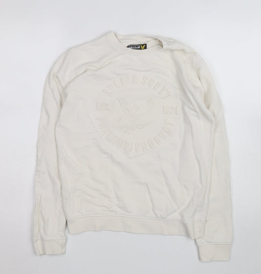 Lyle & Scott Teens White Logo Sweatshirt 14 Slim Pullover