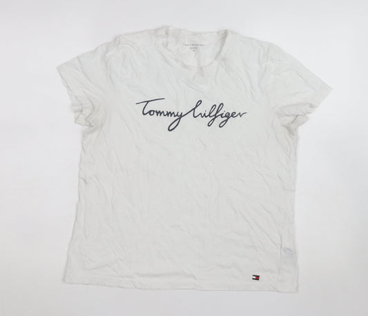 Tommy Hilfiger Women's White Cotton Crew Neck T-Shirt Size M