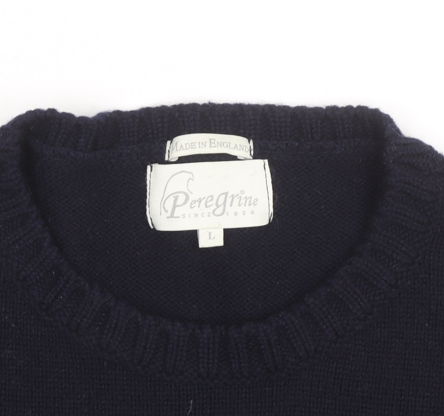 Peregrine Women's Blue Striped Wool Crew Neck Jumper L