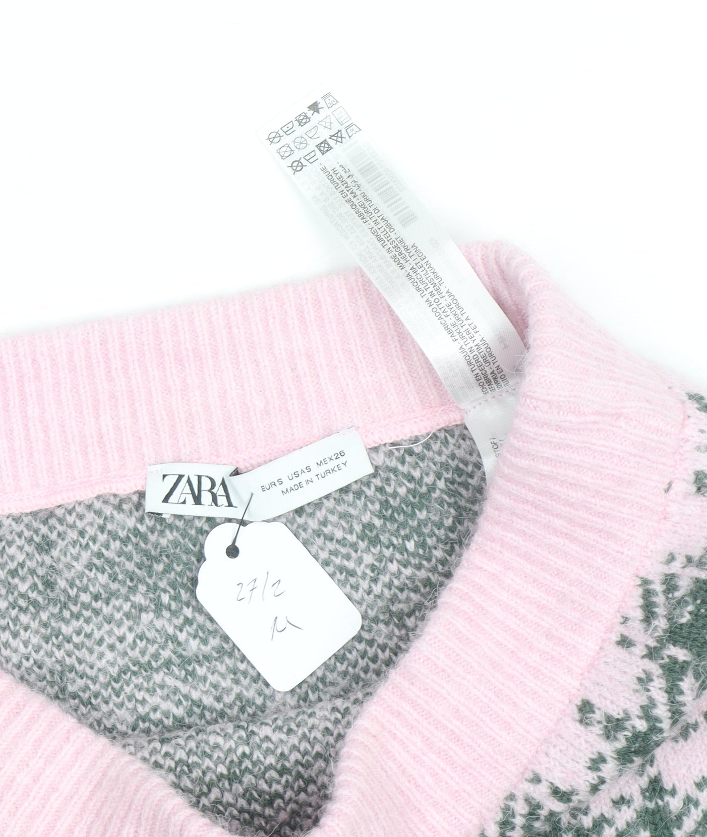 Zara Women Pink Check Knit A-Line Mini Skirt Size M