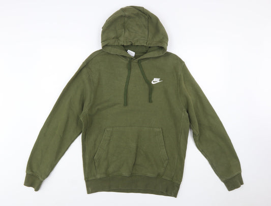 Nike Men's Green Pullover Hoodie Small Regular Fit Logo Fleece