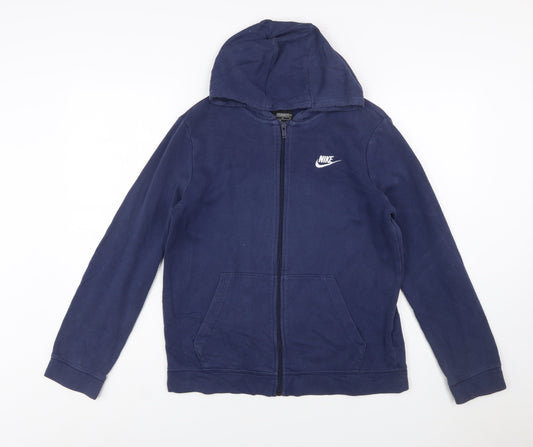 Nike Boys Blue Full Zip Hoodie XL 158-170cm Cotton Blend Standard Fit