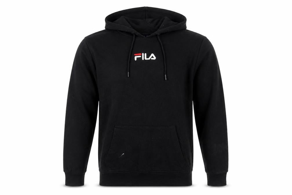 Fila Men's Black Pullover Hoodie M Logo Graphic Sweatshirt