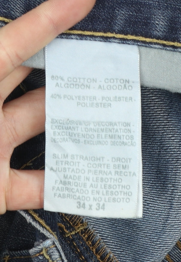 Levi Strauss Men's Blue Slim Straight Jeans 34x34 Denim Classic