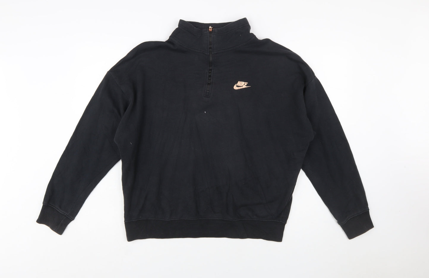 Nike Women Black Oversized Half Zip Sweatshirt Small