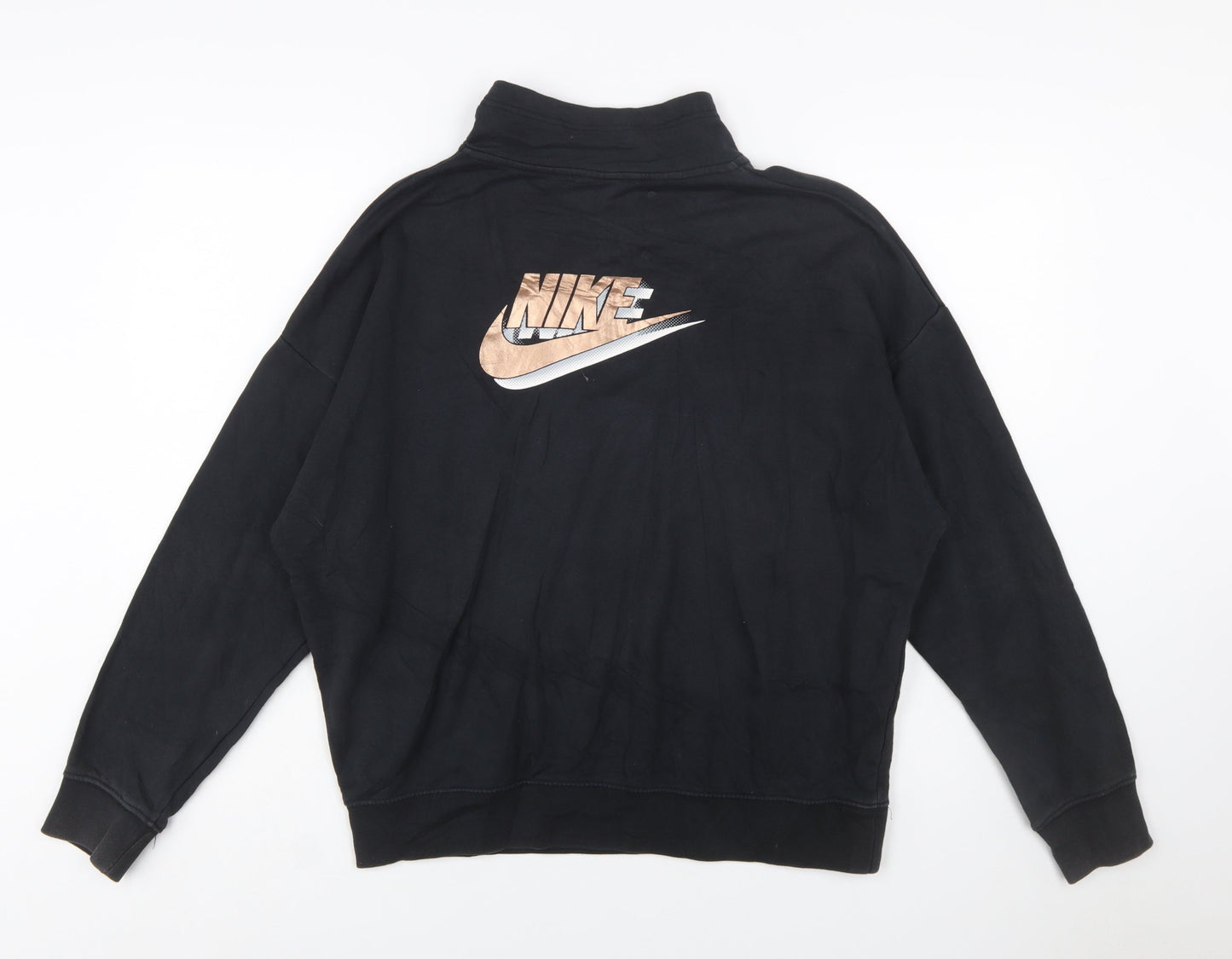 Nike Women Black Oversized Half Zip Sweatshirt Small