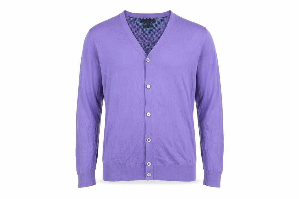 Tommy Hilfiger Men’s Purple Cotton V-Neck Cardigan Size L
